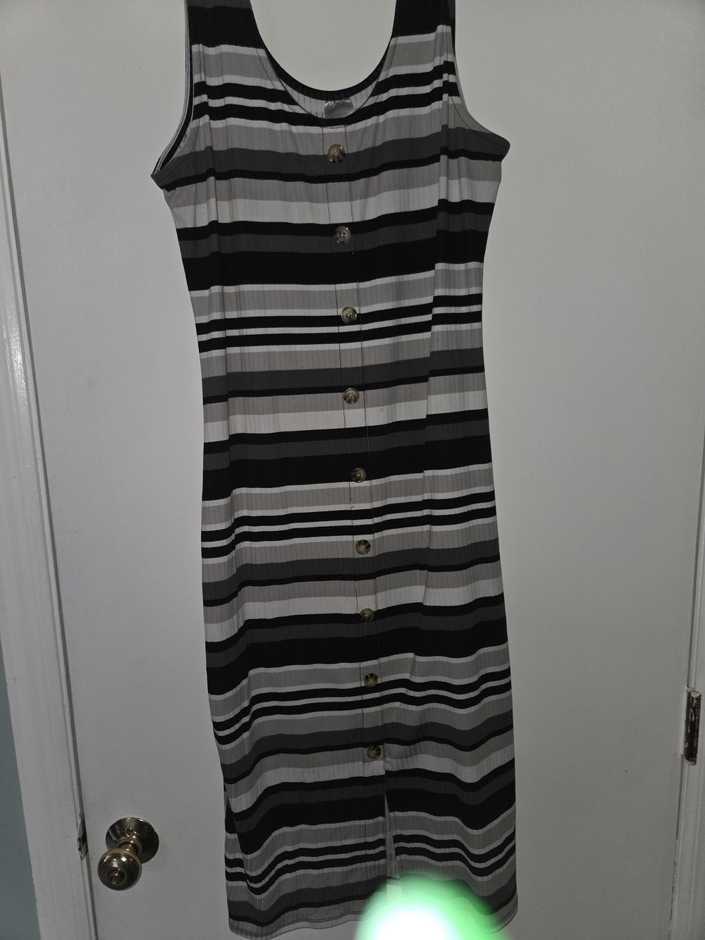 3 Dresses Striped Sleeveless Button-Front Dress Black & Gray/ Green/faded Purple